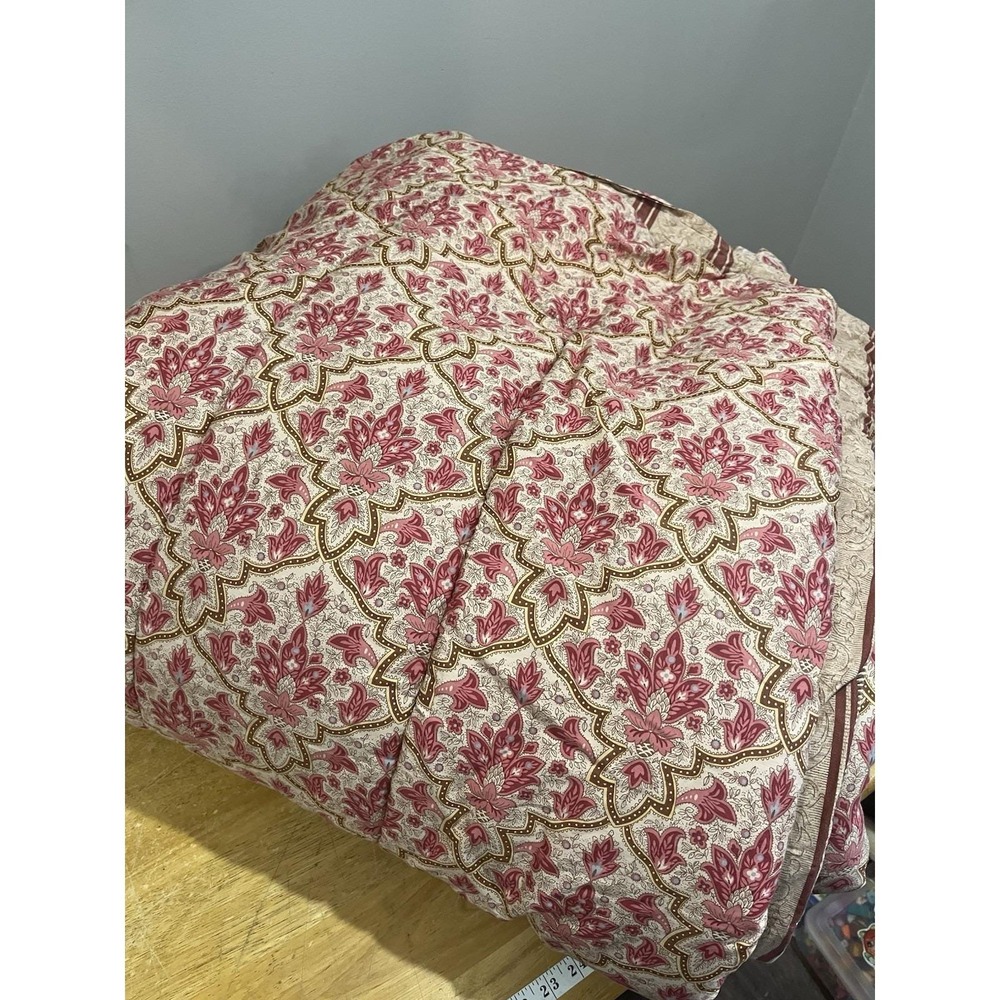 Vtg Lauren Ralph Lauren Queen/full Comforter Langham Briarleigh Red Beige Floral